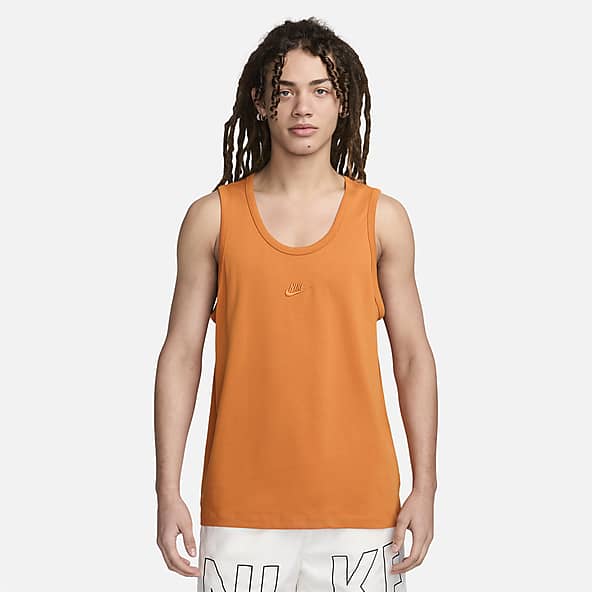 Orange Lifestyle Crew Neck Tank Tops Sleeveless Shirts. Nike
